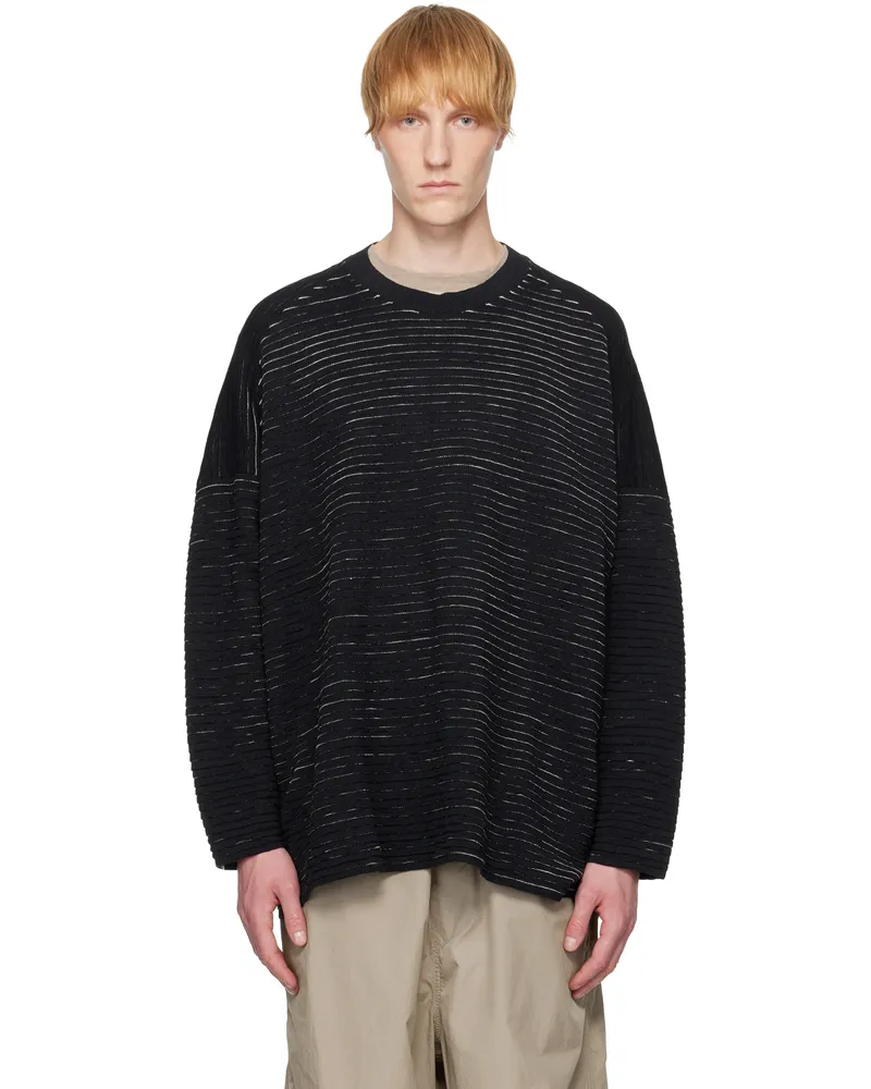 Jan-Jan Van Essche Black Linen Cotton Yarn Knit#70 Sweater Black