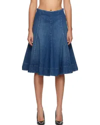 KHAITE Indigo 'The Lennox' Denim Midi Skirt Archer