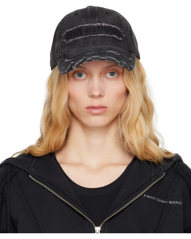 Feng Chen Wang Black Denim Baseball Cap Black