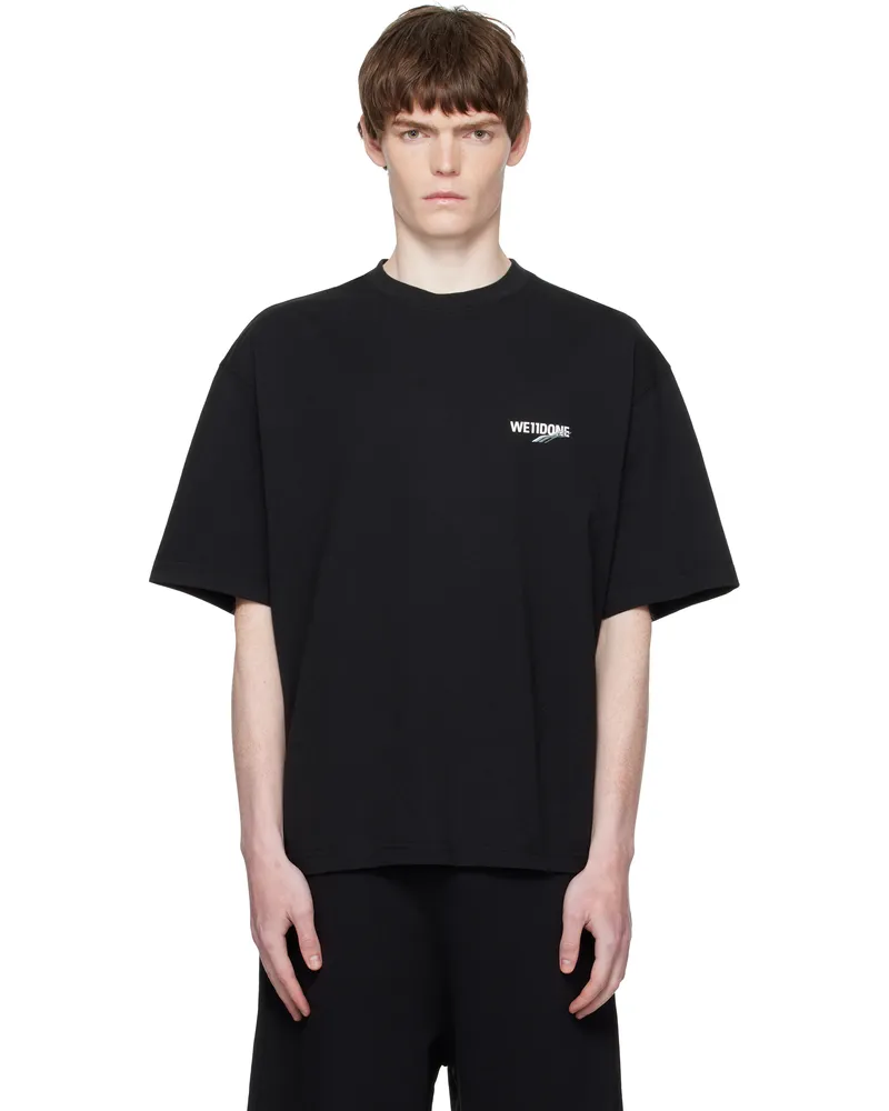 WE 11 DONE Black Wave Logo T-shirt Black
