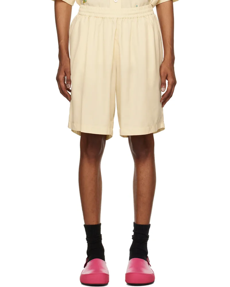 BONSAI Off-White Basket Fit Shorts Ivory