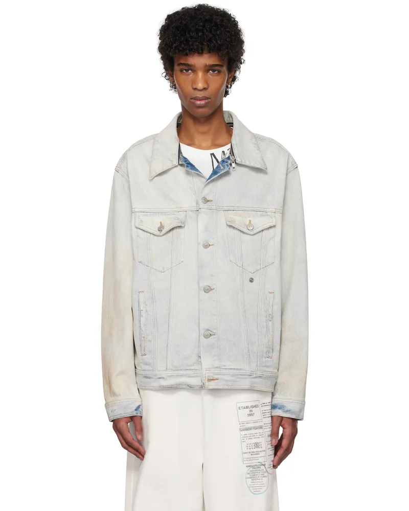 Maison Margiela Blue Distressed Denim Jacket 982