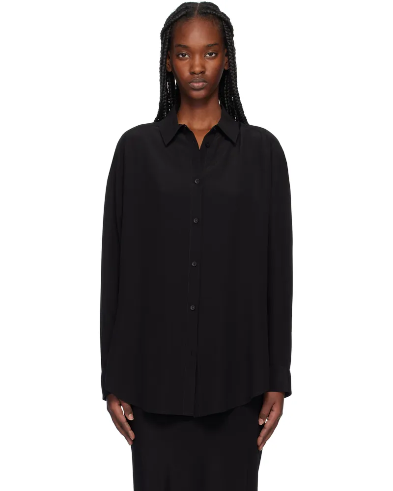 Matteau Black Long Sleeve Silk Shirt Black