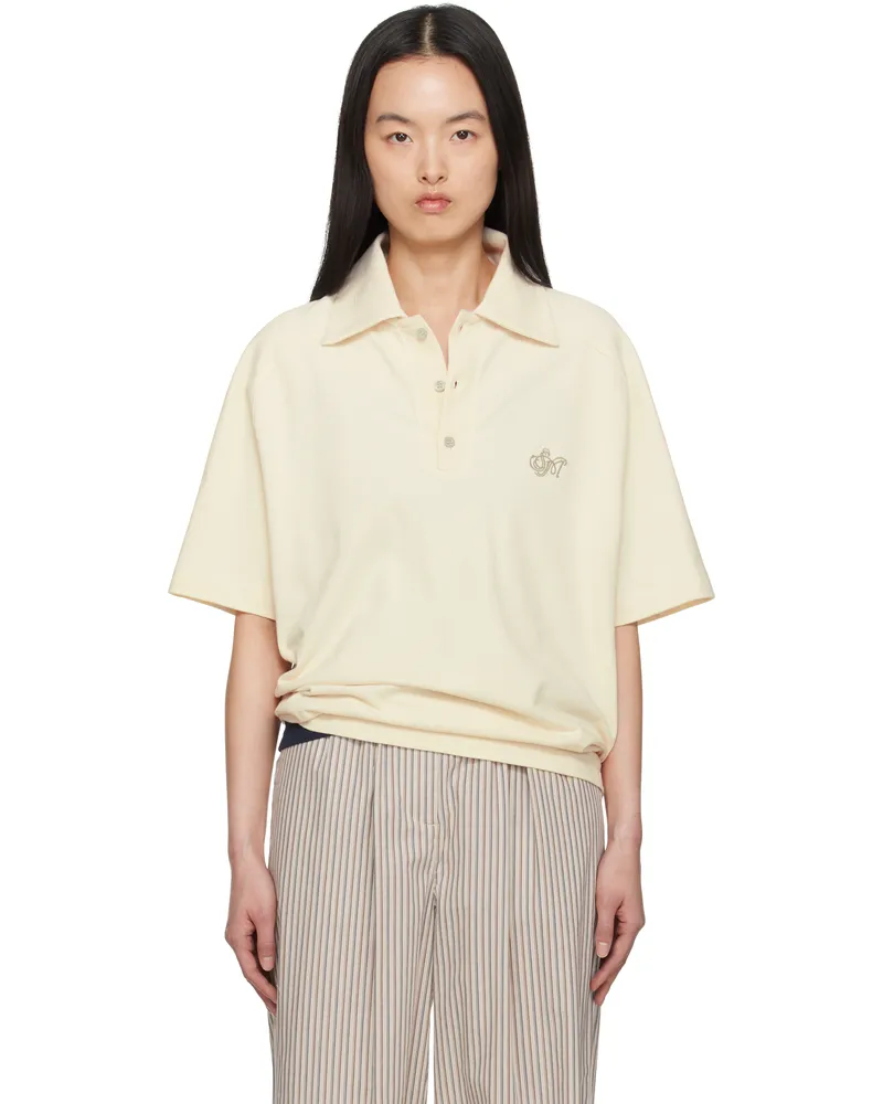 SERAPIS Yellow Sailor Short Sleeve Polo Cream