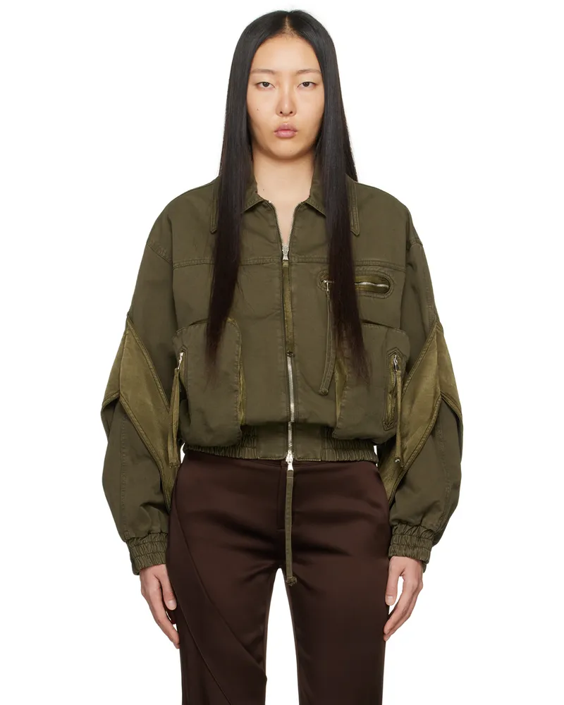 Blumarine Khaki Padded Bomber Jacket D0569