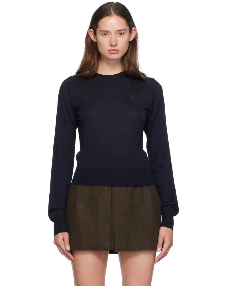 AMI Paris Navy Ami de Cœur Sweater Night
