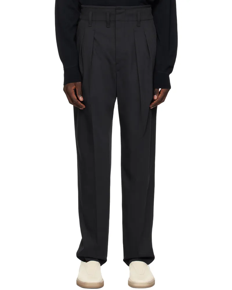 Christophe Lemaire Black Pleated Trousers Bk995