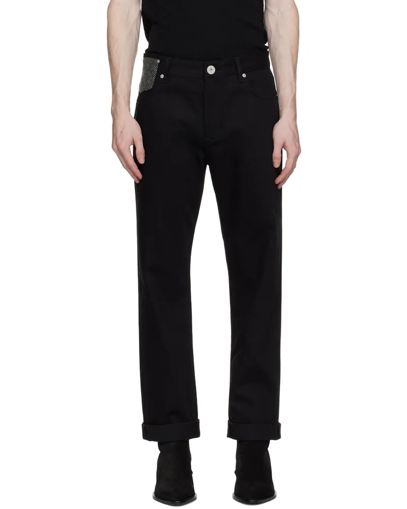 Balmain Black Rhinestone Jeans Ehv