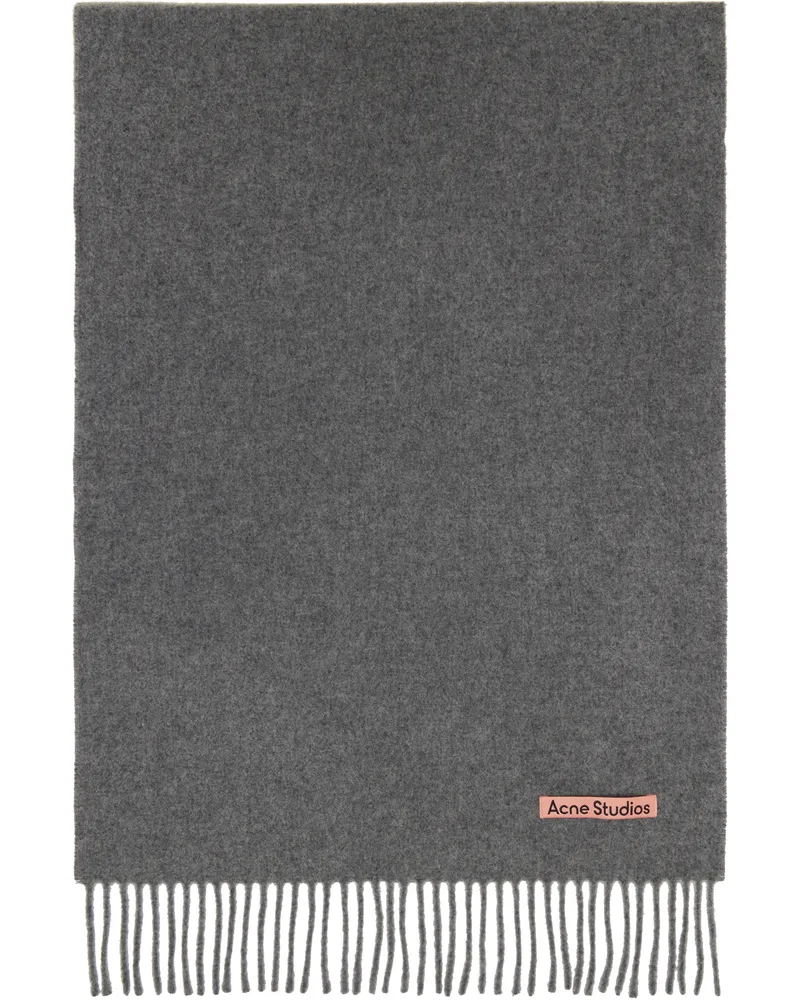 Acne Studios Gray Fringe Wool Narrow Scarf 990
