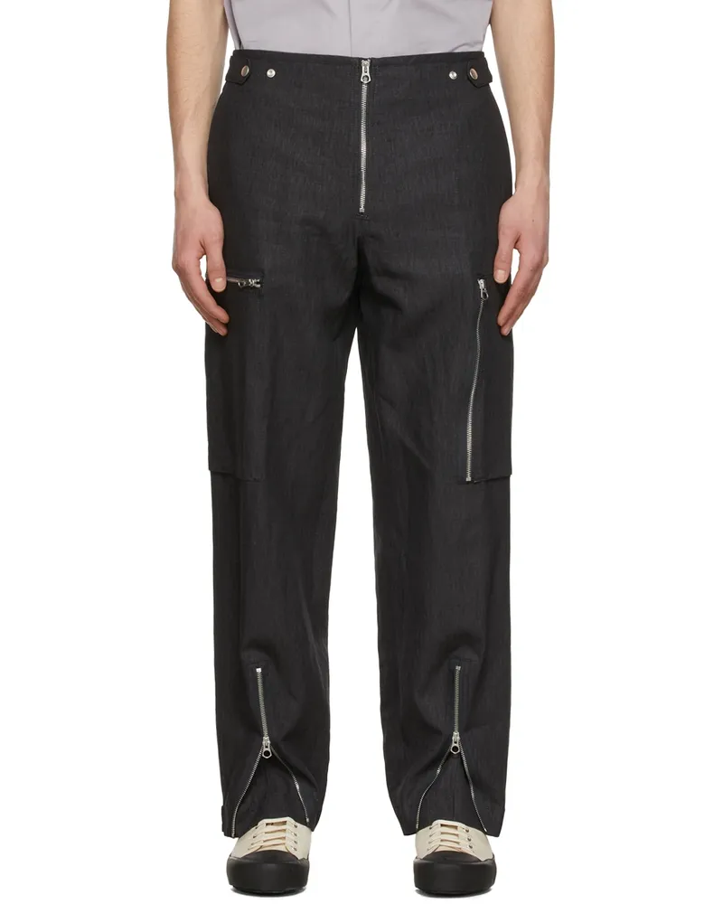 Jil Sander Navy Linen Cargo Pants 023