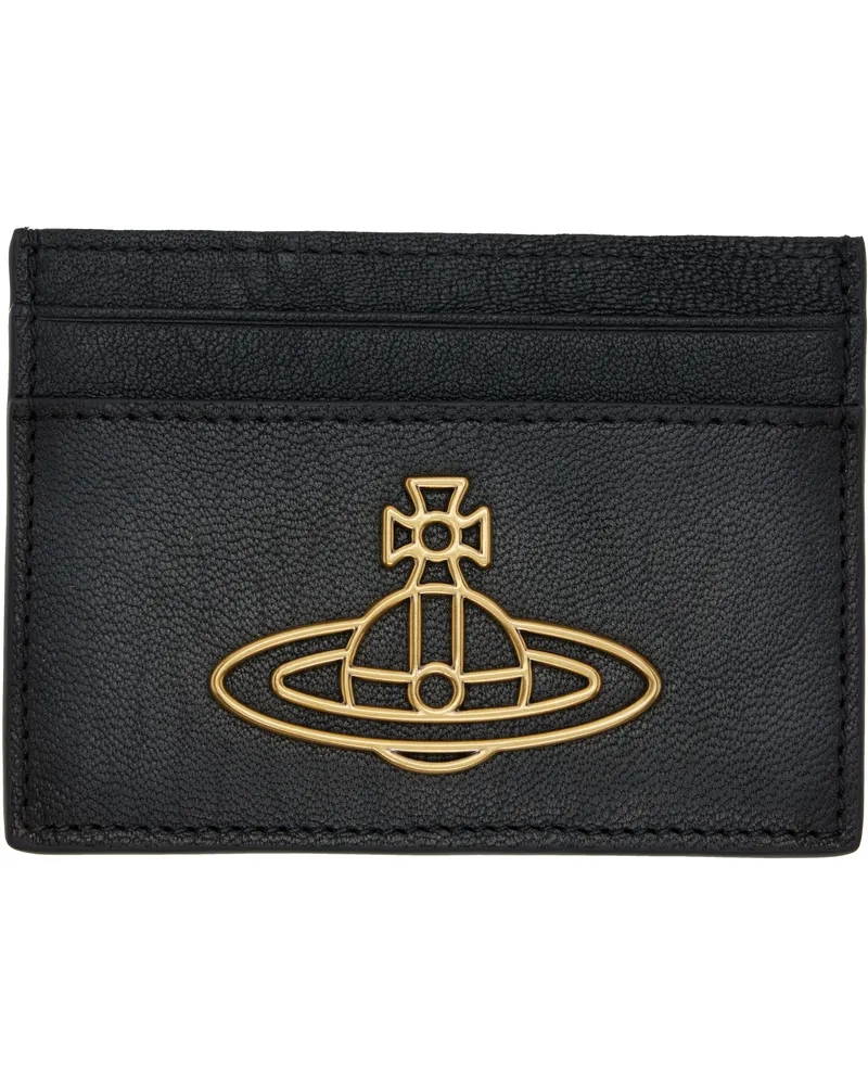 Vivienne Westwood Black Oiled Leather Flat Card Holder Ss25-n401