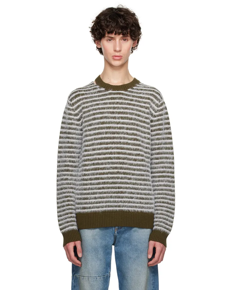 Maison Margiela Khaki & Off-White Cutout Sweater 962