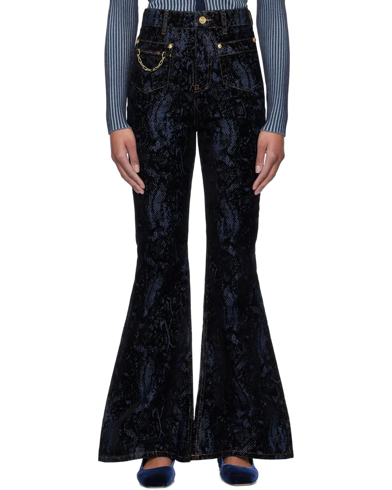 Ganni Navy Snake Print Goddi Jeans 677