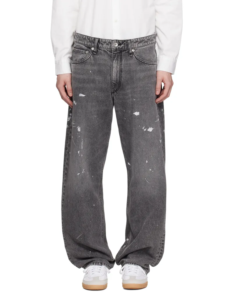 Rag & Bone Gray Fit 4 Hand-Painted Straight Fit Jeans Painted