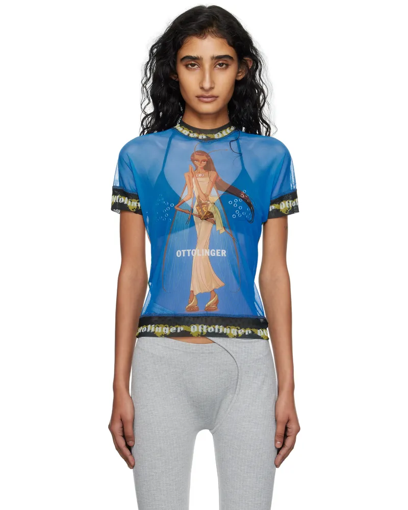 OTTOLINGER Blue & Green Oversized Mesh T-shirt Priblu