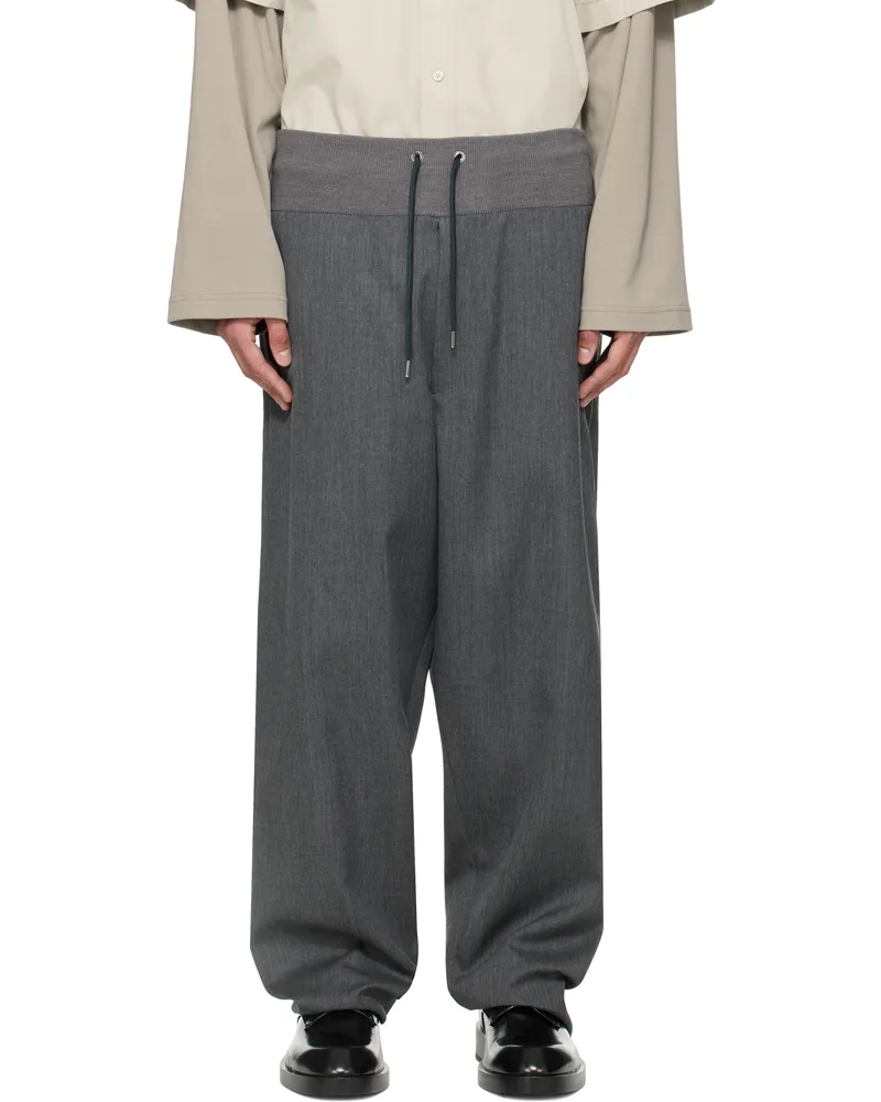 Fumito Ganryu Gray Relaxed Trousers Dark
