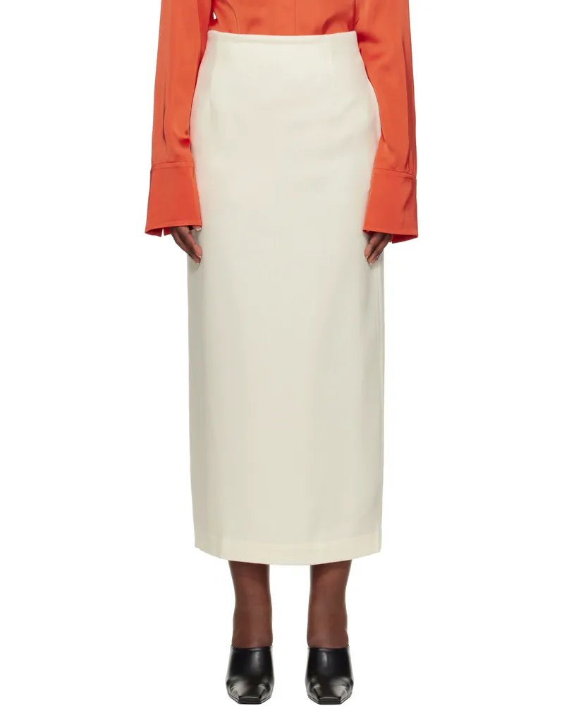 AURALEE Off-White Airy Smooth Cashmere Maxi Skirt Ivory