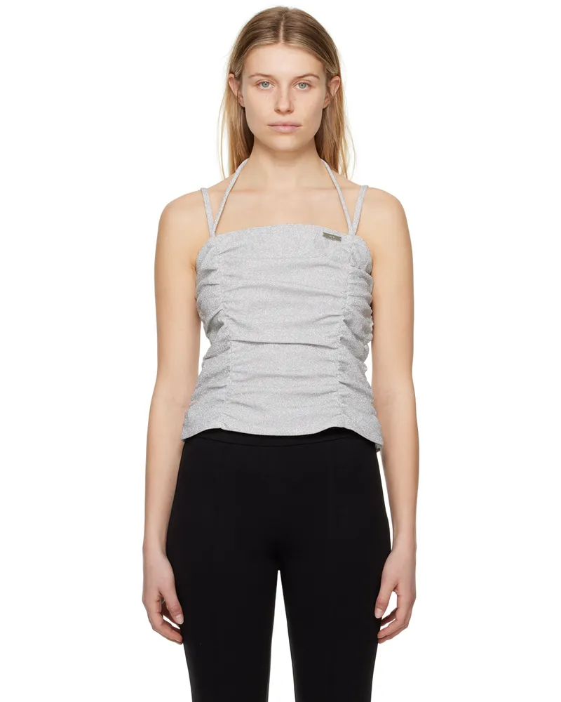 DRAE Silver Halter Tank Top Silver