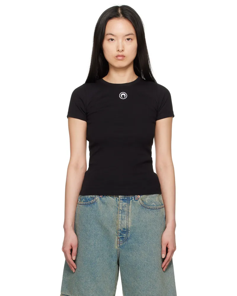 Marine Serre Black Moon Logo Jersey Baby Fit T-Shirt Bk99