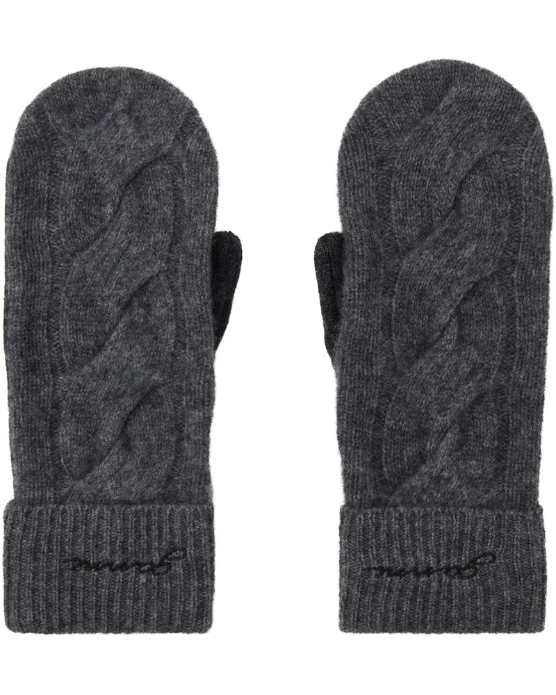 Ganni Gray & Black Cashmere Mix Mittens 252