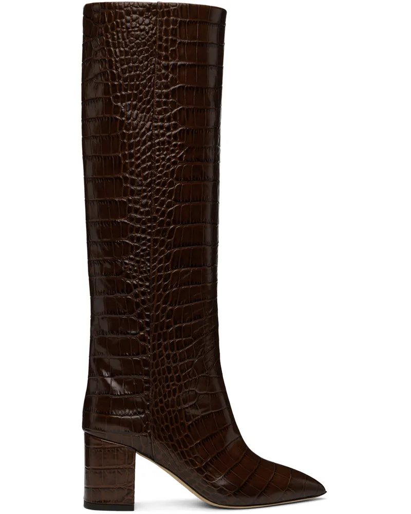 Paris Texas Brown Block Heel Tall Boots Cioccolato
