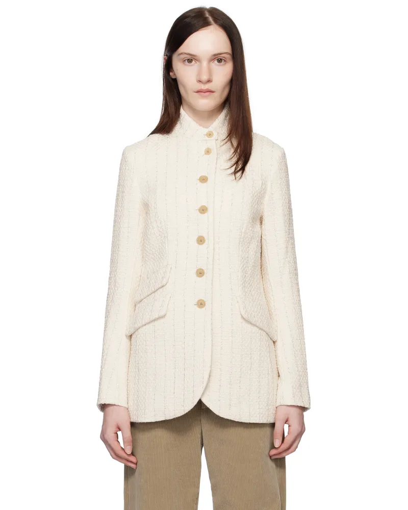 Rag & Bone Off-White Slade Long Tweed Blazer Ivory