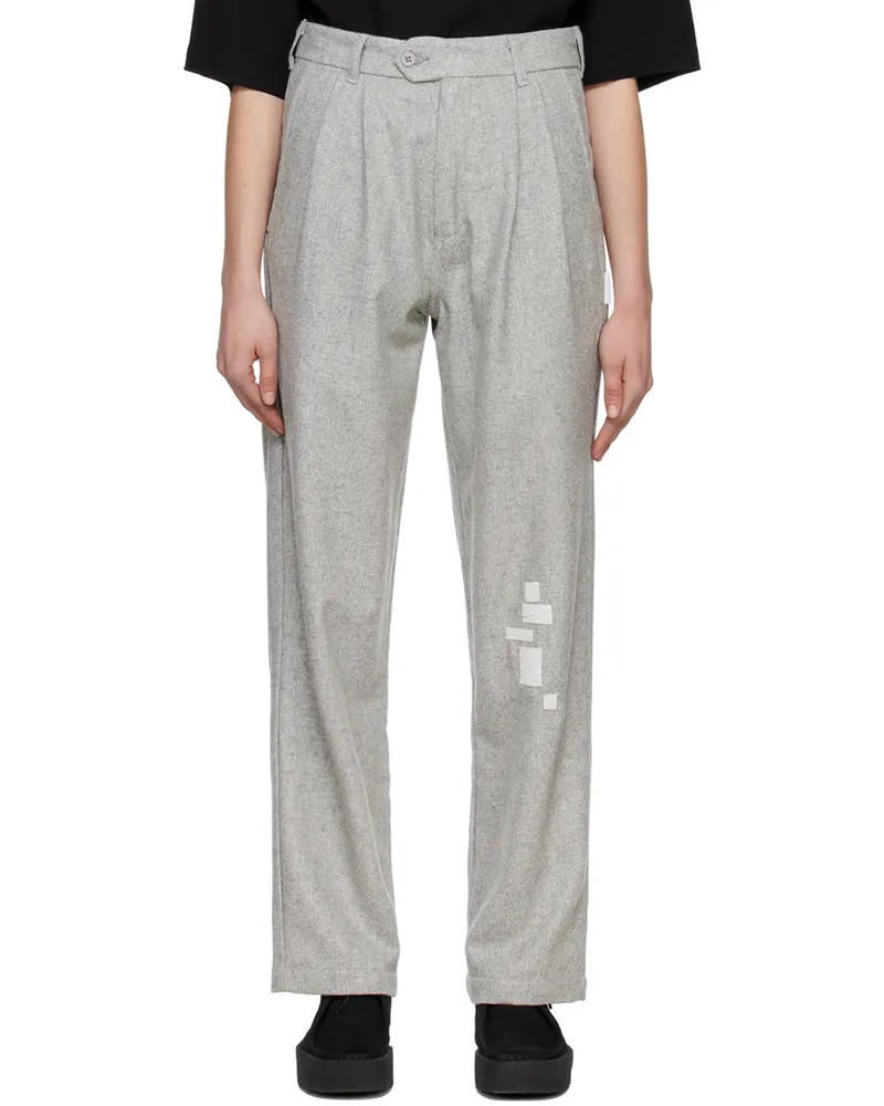 Saintwoods Gray Patch Trousers Grey