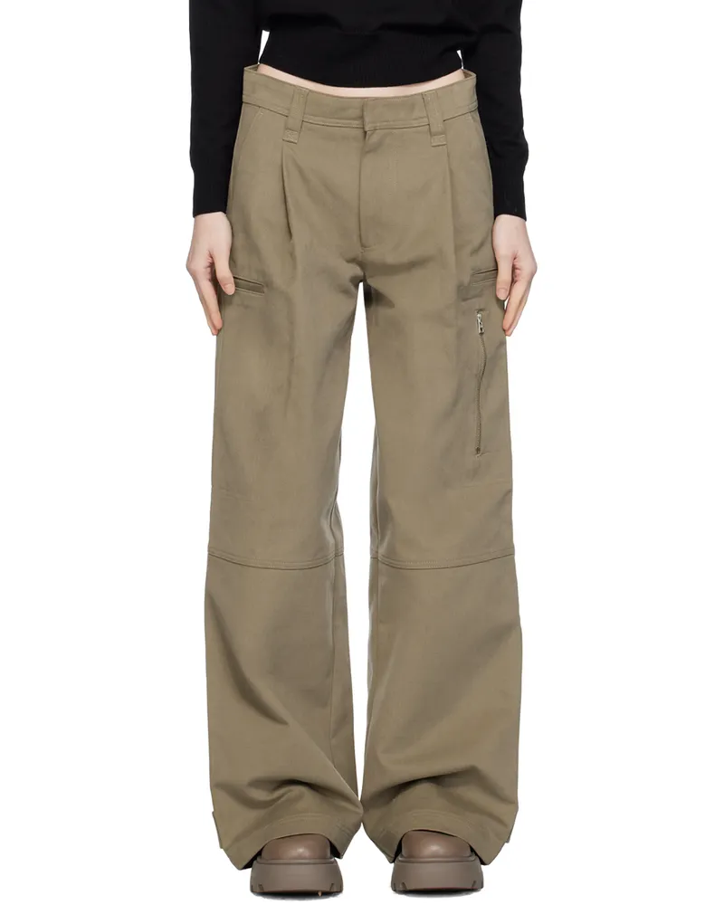 AMI Paris Taupe Pleated Cargo Pants Taupe