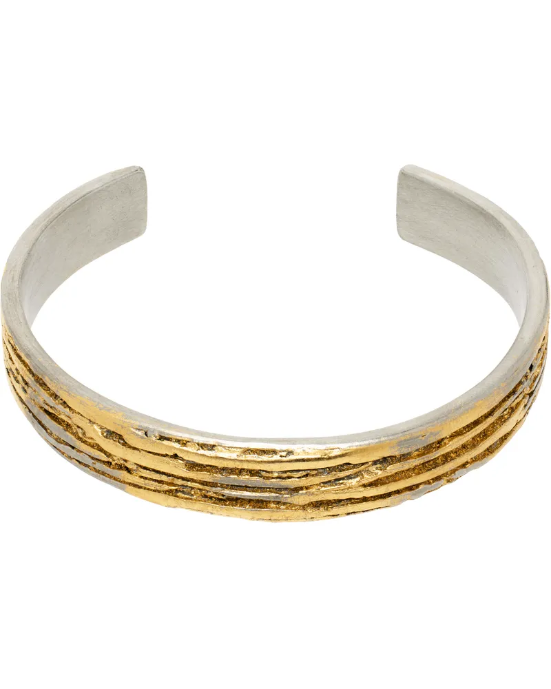 RAINMAKER KYOTO Silver & Gold Yamazaki Wax Casting Crafts Edition Narrow Bangle Bracelet Tinã—gold