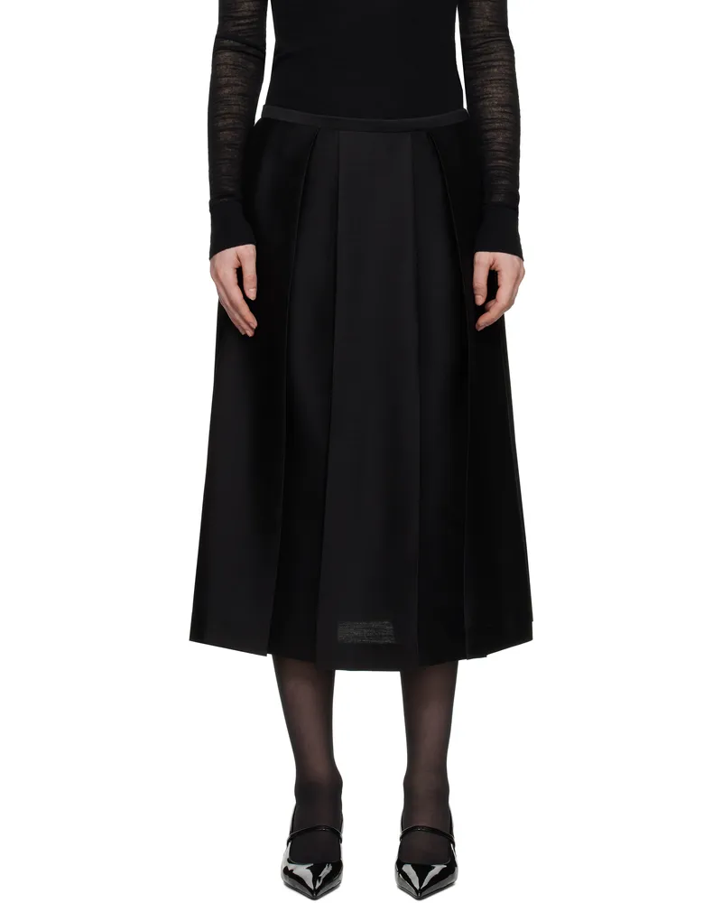 Totême Black Twinflower Midi Skirt Black