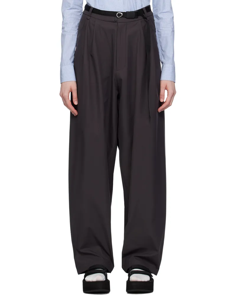 Hyein Seo Gray Belted Trousers Dark