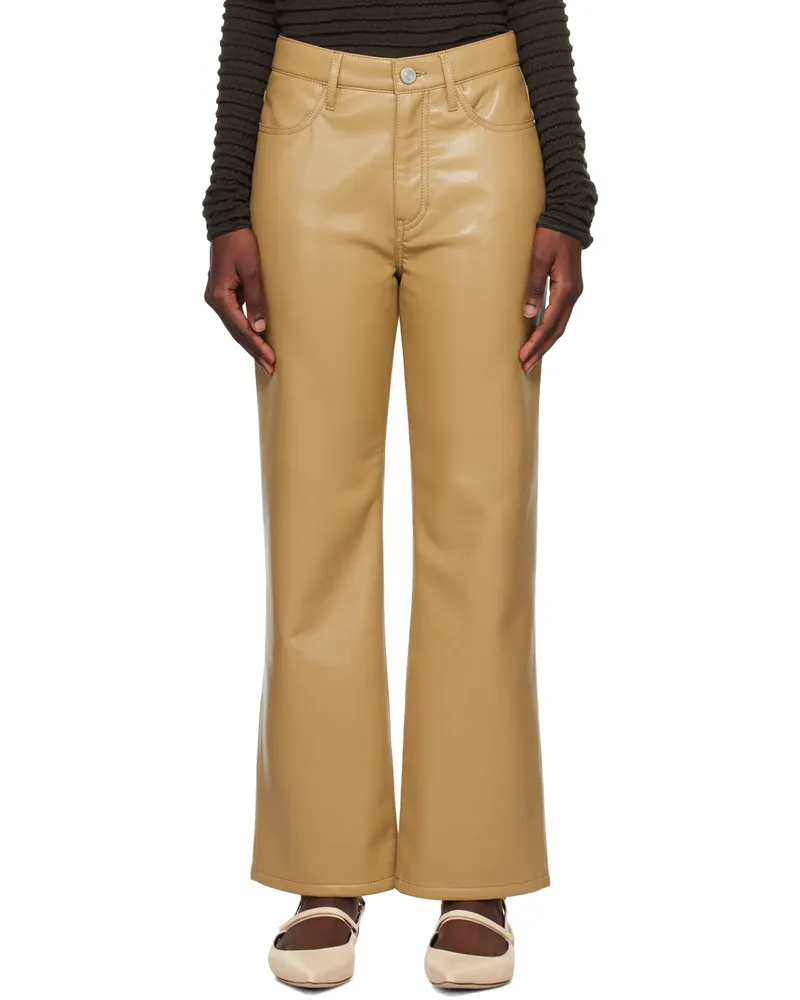 Frame Denim Tan 'Le Jane' Leather Pants Ltcm