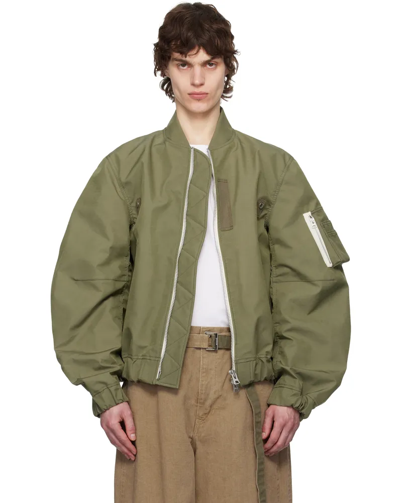 Sacai Khaki 3 Layer Bonding Bomber Jacket 501