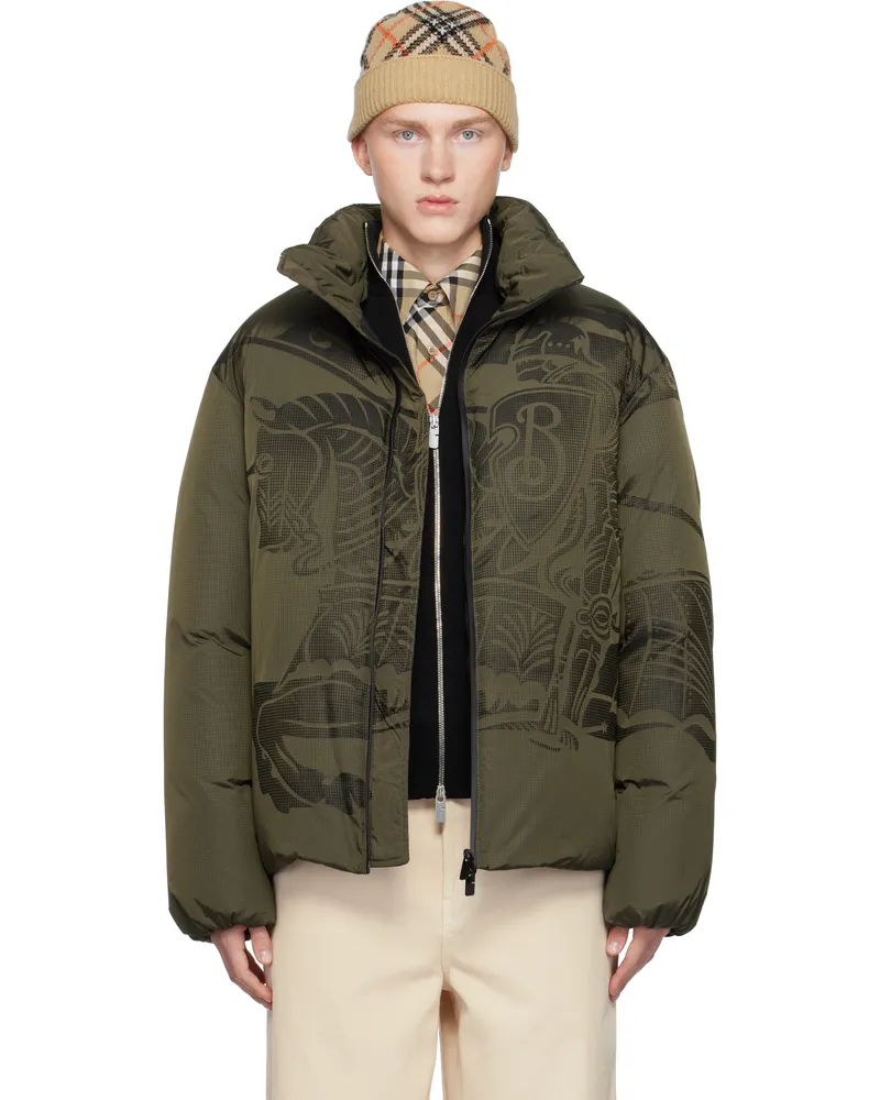 Burberry Khaki EKD Nylon Puffer Down Jacket Loch