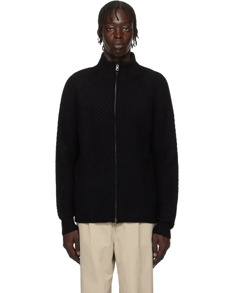 Reigning Champ Black Merino Honeycomb Track Sweater Black