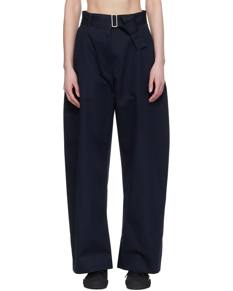 Studio Nicholson Navy Doring Trousers Darkest