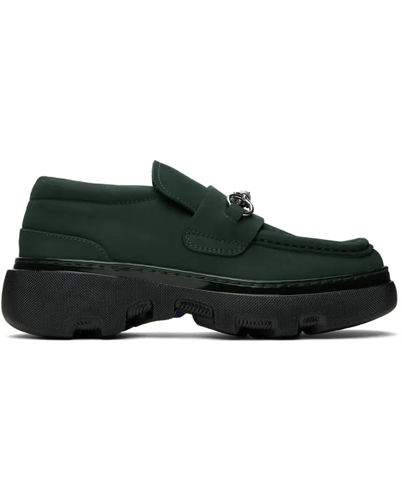 Burberry Green Nubuck Creeper Clamp Loafers Vine