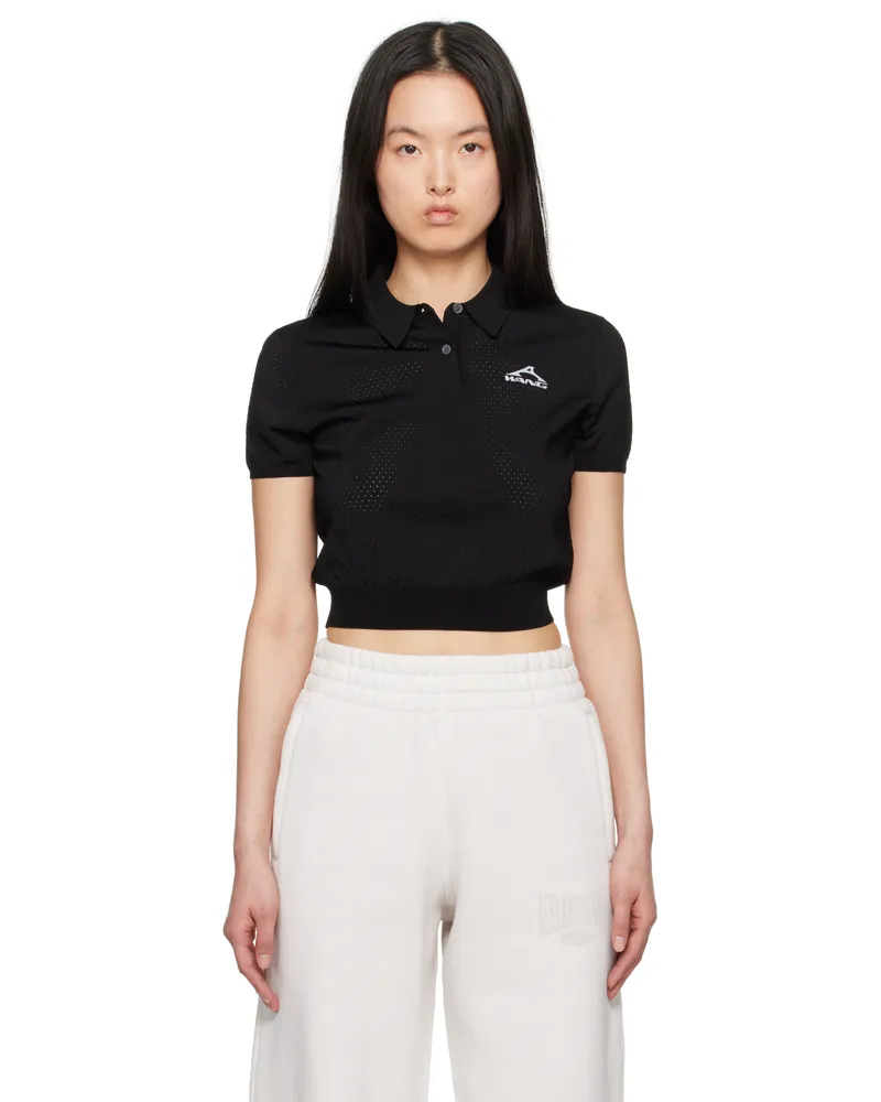 Alexander Wang Black 3D Logo Mesh Cropped Polo Black