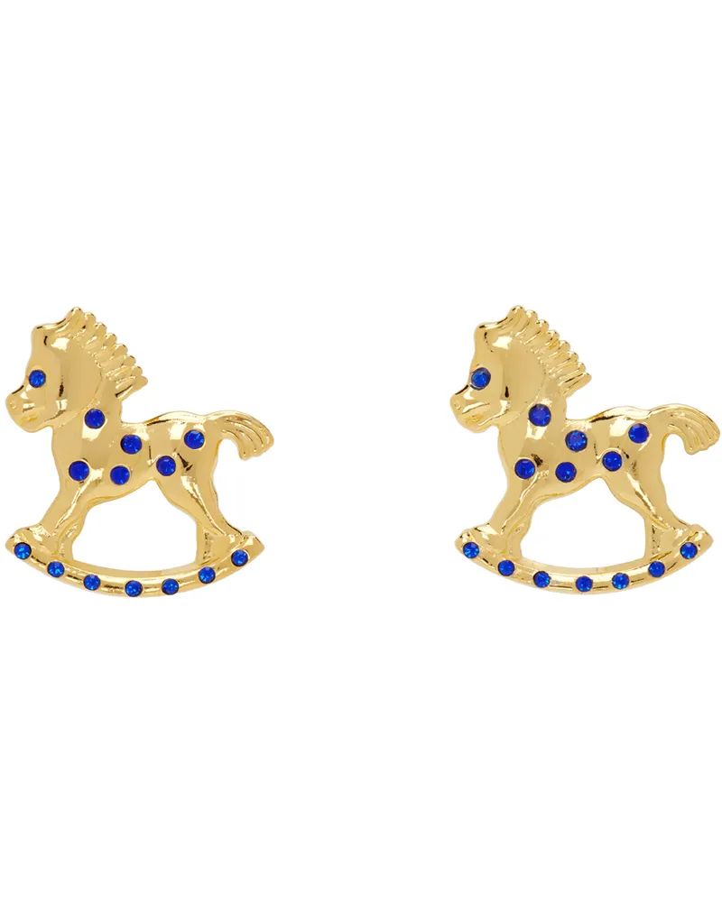 CHOPOVA LOWENA Gold Rocking Horse Earrings Gold