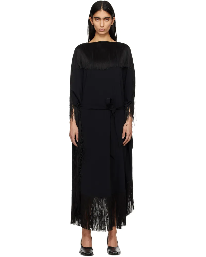 Maison Margiela Black Fluid Fringe Midi Dress 900