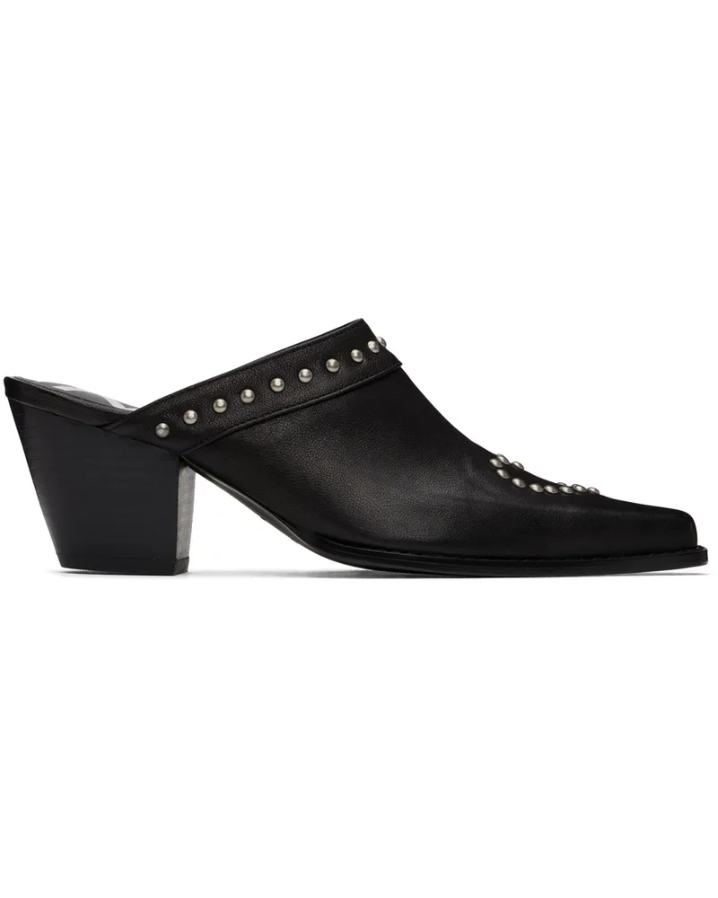 OPEN YY Black Heart Stud Western Mules Black