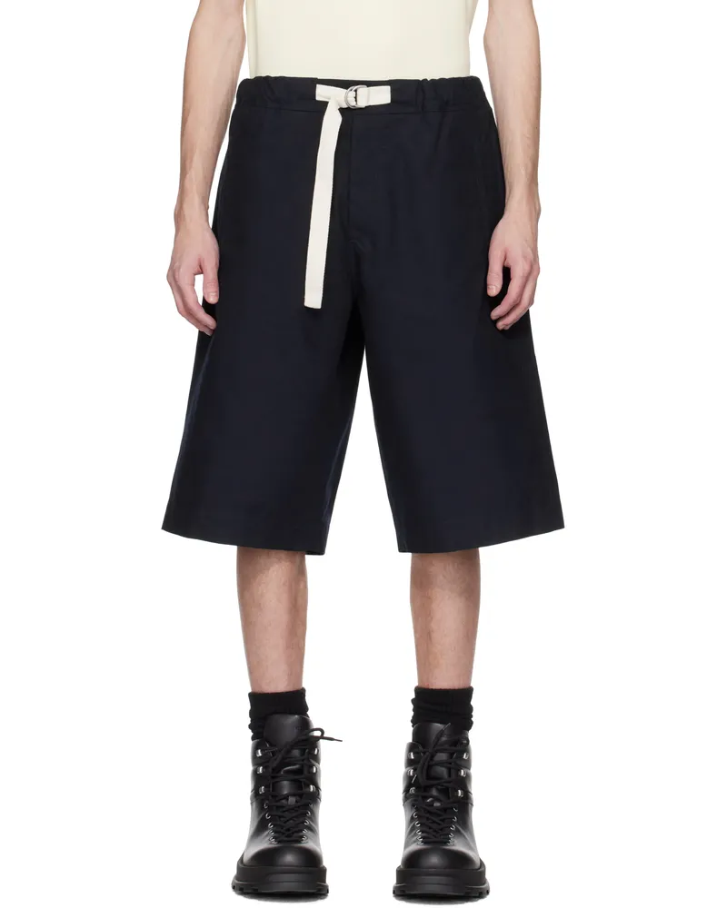 Jil Sander Navy Organic Cotton Bermuda Shorts 400