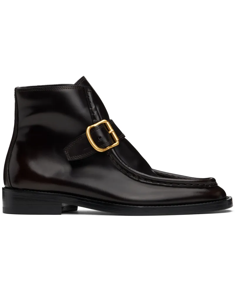 Dries van Noten Brown Brogue Buckle Leather Boots 704