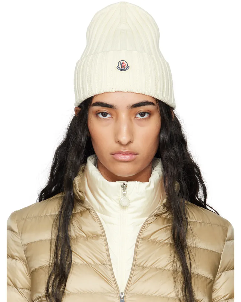 Moncler White Wool Beanie 030