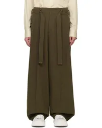 RECTO Green Belted Trousers Khaki