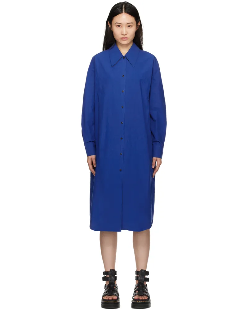 YMC Blue Judy Midi Dress 40-blue