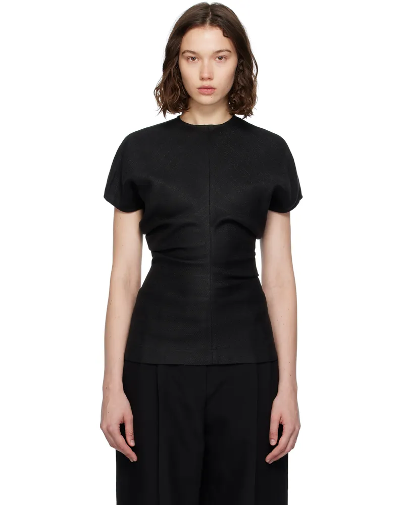 Totême Black Slouch Waist Basketweave Top Black