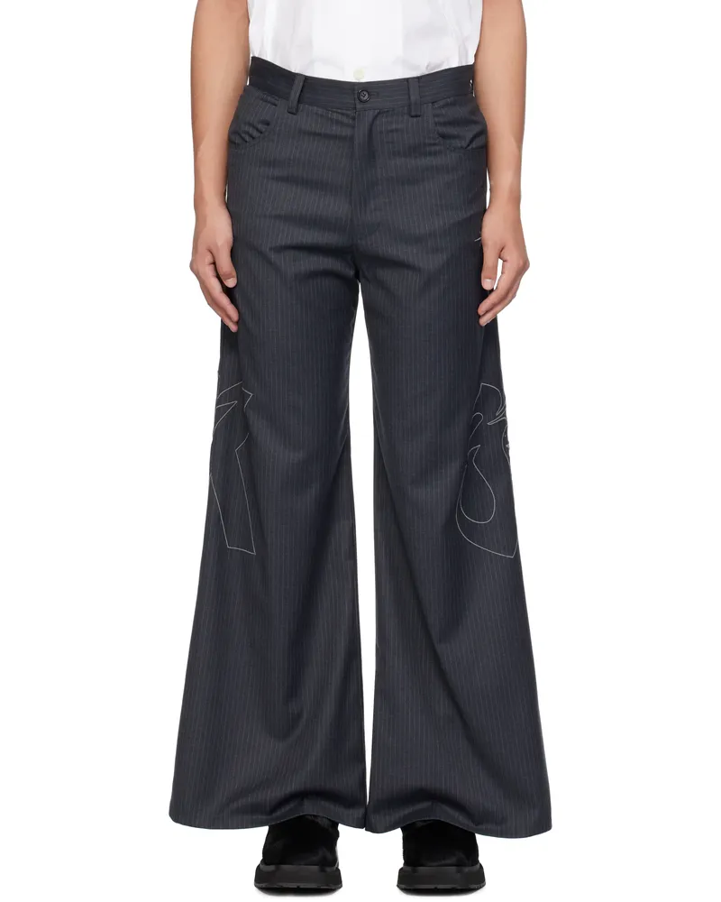 KUSIKOHC Gray 'Right To Fail' Oversized Trousers Pinstripe