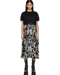 Sacai Black Pleated Midi Dress Black