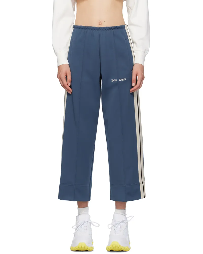 Palm Angels Blue Embroidered Track Pants Indigo